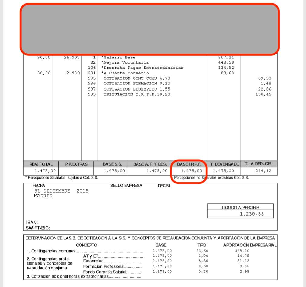 ejemplo de una nómina con IRPF mensual alt ejemplo de una nomina